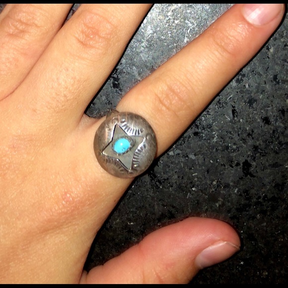 1970s Shadowbox Turquoise Sterling Silver Ring. - Picture 3 of 3
